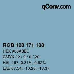 颜色代码: RGB 128 171 188 | qconv.com