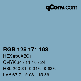 Color code: RGB 128 171 193 | qconv.com