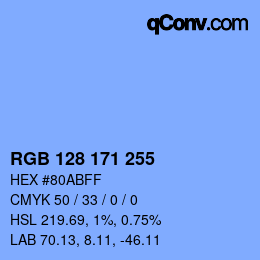 颜色代码: RGB 128 171 255 | qconv.com