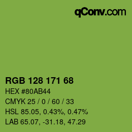 Color code: RGB 128 171 68 | qconv.com
