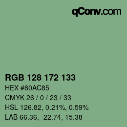 カラーコード: RGB 128 172 133 | qconv.com