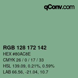 カラーコード: RGB 128 172 142 | qconv.com
