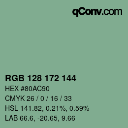 颜色代码: RGB 128 172 144 | qconv.com