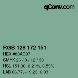Color code: RGB 128 172 151 | qconv.com