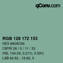 颜色代码: RGB 128 172 153 | qconv.com