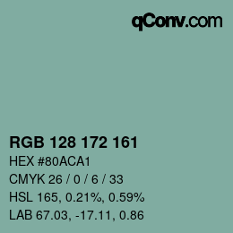 カラーコード: RGB 128 172 161 | qconv.com