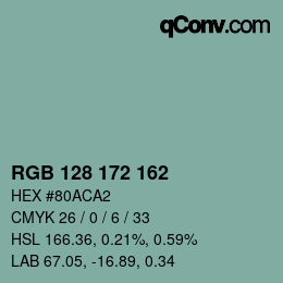 カラーコード: RGB 128 172 162 | qconv.com