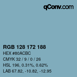 颜色代码: RGB 128 172 188 | qconv.com