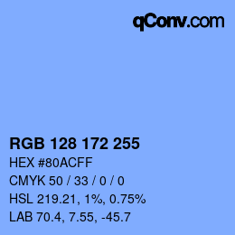 カラーコード: RGB 128 172 255 | qconv.com