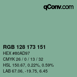 Código de color: RGB 128 173 151 | qconv.com