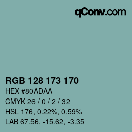 Color code: RGB 128 173 170 | qconv.com
