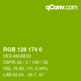 Color code: RGB 128 174 0 | qconv.com