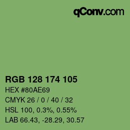 カラーコード: RGB 128 174 105 | qconv.com