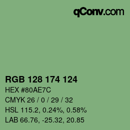 Color code: RGB 128 174 124 | qconv.com