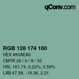 Color code: RGB 128 174 160 | qconv.com