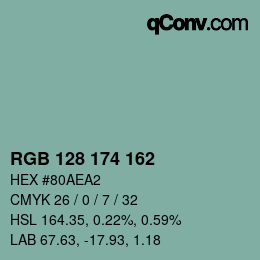 カラーコード: RGB 128 174 162 | qconv.com