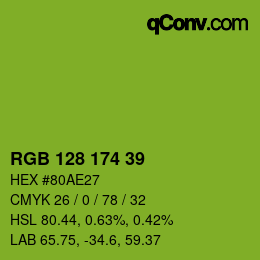 Color code: RGB 128 174 39 | qconv.com
