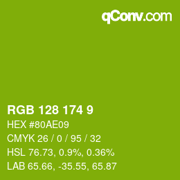 颜色代码: RGB 128 174 9 | qconv.com