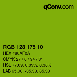 Color code: RGB 128 175 10 | qconv.com