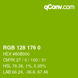 Color code: RGB 128 176 0 | qconv.com