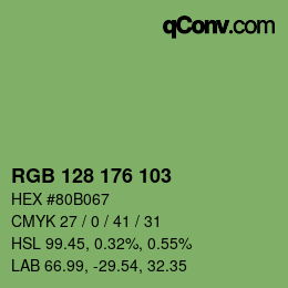 Color code: RGB 128 176 103 | qconv.com