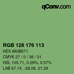 Color code: RGB 128 176 113 | qconv.com