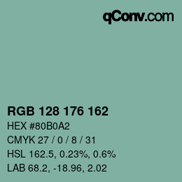 Color code: RGB 128 176 162 | qconv.com