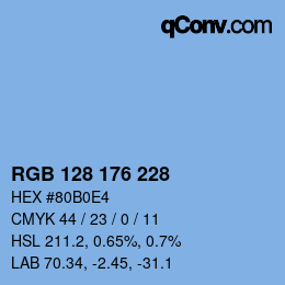 Color code: RGB 128 176 228 | qconv.com