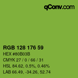 カラーコード: RGB 128 176 59 | qconv.com