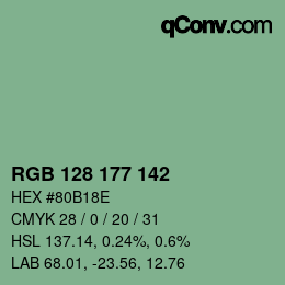 Color code: RGB 128 177 142 | qconv.com