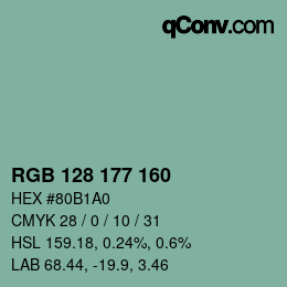 カラーコード: RGB 128 177 160 | qconv.com
