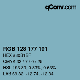 カラーコード: RGB 128 177 191 | qconv.com