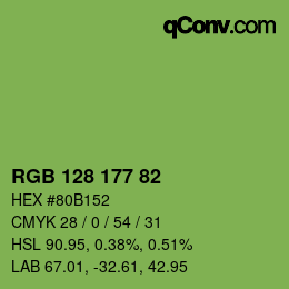 Color code: RGB 128 177 82 | qconv.com