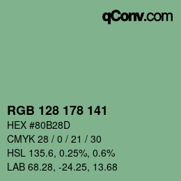 Color code: RGB 128 178 141 | qconv.com