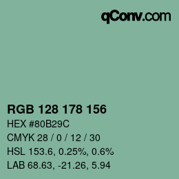 Color code: RGB 128 178 156 | qconv.com