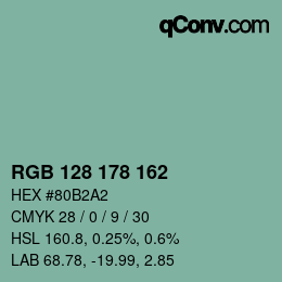 Color code: RGB 128 178 162 | qconv.com