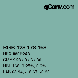 Color code: RGB 128 178 168 | qconv.com