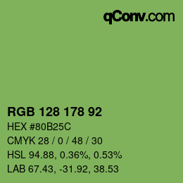 カラーコード: RGB 128 178 92 | qconv.com