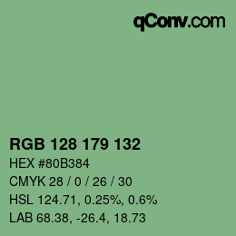 Código de color: RGB 128 179 132 | qconv.com