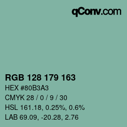 颜色代码: RGB 128 179 163 | qconv.com