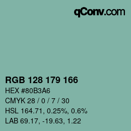 Código de color: RGB 128 179 166 | qconv.com