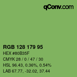 カラーコード: RGB 128 179 95 | qconv.com