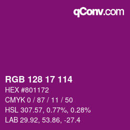 カラーコード: RGB 128 17 114 | qconv.com