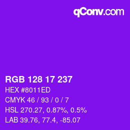 Color code: RGB 128 17 237 | qconv.com