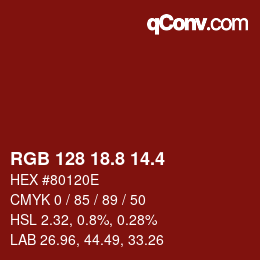 カラーコード: RGB 128 18.8 14.4 | qconv.com