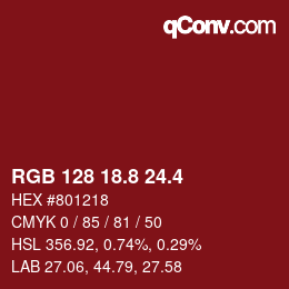 カラーコード: RGB 128 18.8 24.4 | qconv.com