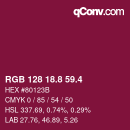 カラーコード: RGB 128 18.8 59.4 | qconv.com
