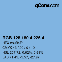カラーコード: RGB 128 180.4 225.4 | qconv.com