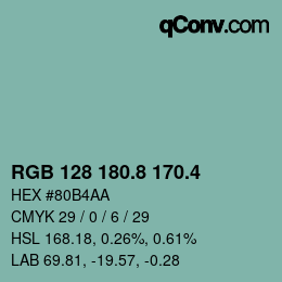 カラーコード: RGB 128 180.8 170.4 | qconv.com