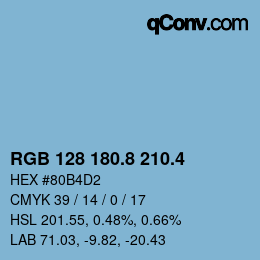 カラーコード: RGB 128 180.8 210.4 | qconv.com